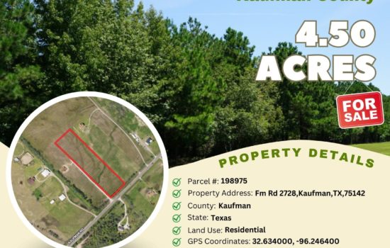 Contract For Sale – 4.50 acres in Kaufman County, Texas