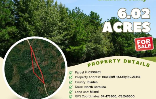 Contract for Sale – 6.02 acres in Bladen County, North Carolina – $23,800