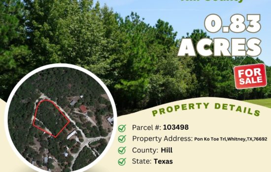 Contract for Sale – 0.83 acres in Hill County, Texas – $34,500