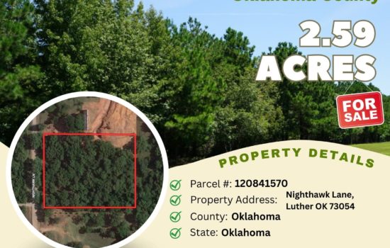 For Sale – 2.59 acres in Oklahoma County, Oklahoma – $34,800