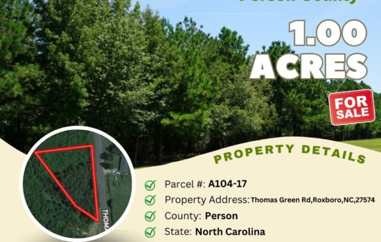 Contract for Sale – 1.00 acres in Person County, North Carolina – $19,800