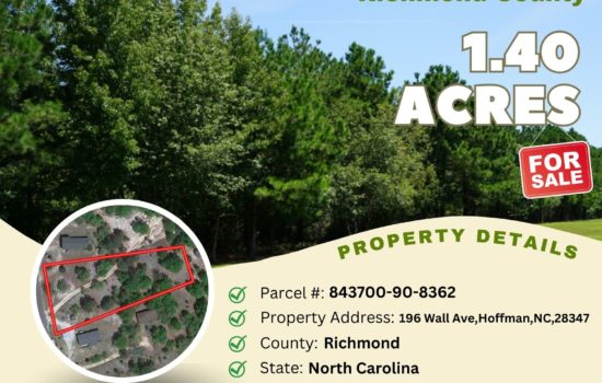 Contract for Sale – 1.40 acres in Richmond County, North Carolina – $19,900