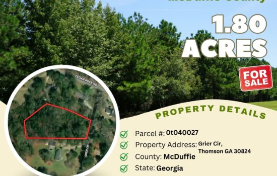 Contract for Sale – 1.80 acres in McDuffie County, Georgia – $22,500