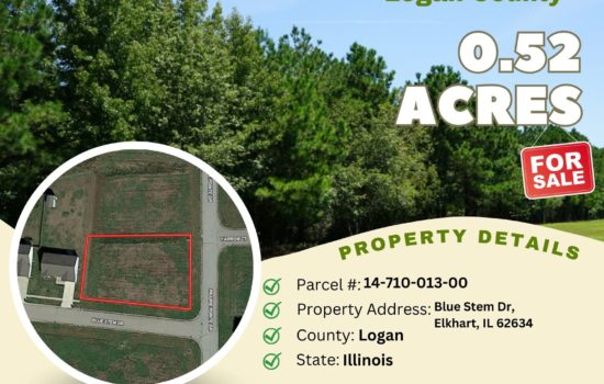 For Sale – 0.52 acres in Logan County, Illinois – $17,500