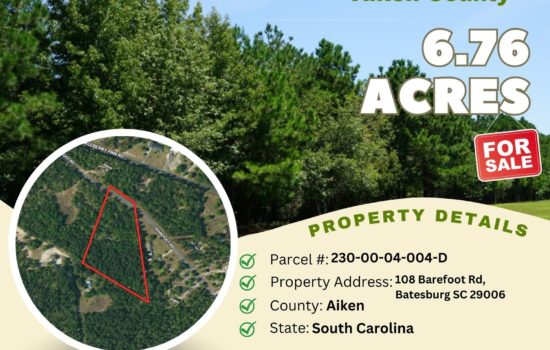 Contract for Sale – 6.76 acres in Aiken County, South Carolina – $48,900 (D)