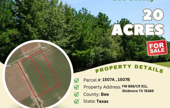 Contract for Sale – 20 acres in Bee County, Texas – $148,500 (A, B)