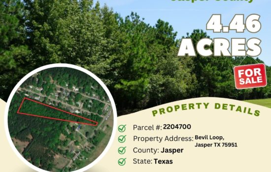 Contract for Sale – 4.46 acres in Jasper County, Texas – $29,500