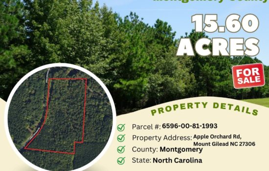Contract for Sale – 15.60 acres in Montgomery County, North Carolina – $89,900