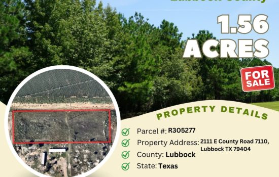 Contract for Sale – 1.56 acres in Lubbock County, Texas – $25,500