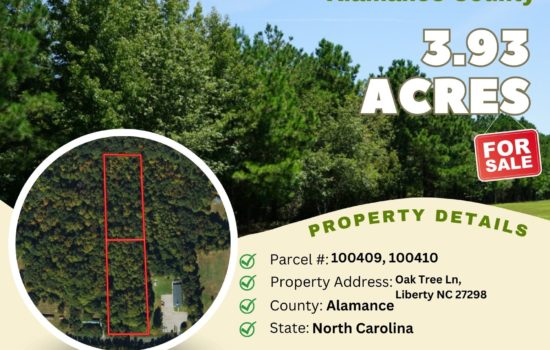 Contract for Sale – 3.93 acres in Alamance County, North Carolina – $54,500