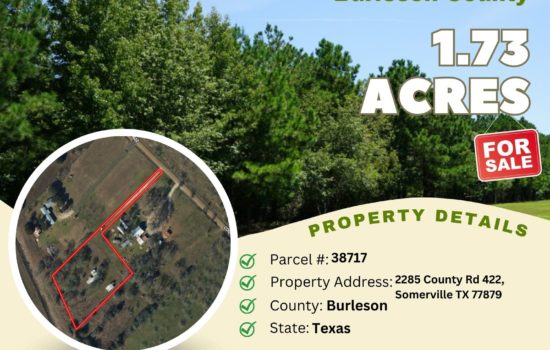 Contract for Sale – 1.73 acres in Burleson County, Texas – $44,900