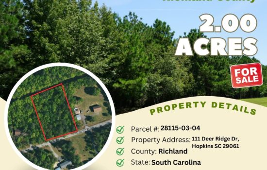 Contract for Sale – 2.00 acres in Richland County, South Carolina – $39,900