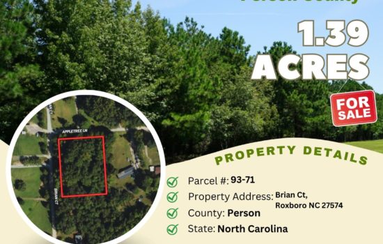 Contract for Sale – 1.39 acres in Person County, North Carolina – $16,900