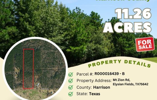Contract for Sale – 11.26 acres in Harrison County, Texas – $84,900