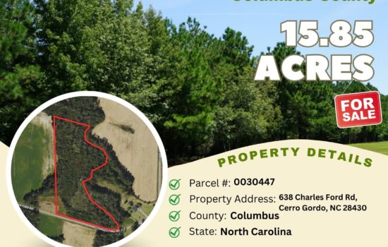Contract for Sale – 15.85 acres in Columbus County, North Carolina – $56,900