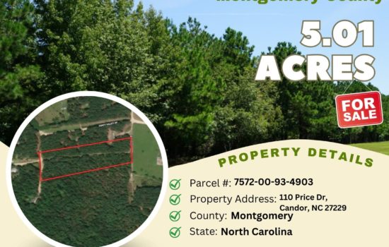 Contract for Sale – 5.01 acres in Montgomery County, North Carolina – $34,900