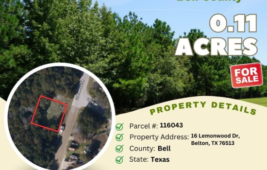 Contract for Sale – 0.11 acres in Bell County, Texas – $12,900