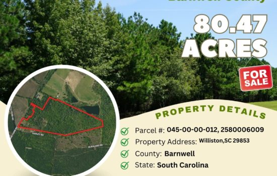 Contract for Sale – 80.47 acres in Barnwell County, South Carolina – $299,500
