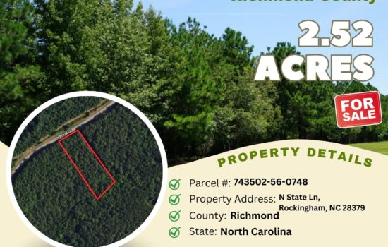 Contract for Sale – 2.52 acres in Richmond County, North Carolina – $9,990