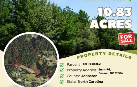 Contract for Sale – 10.83 acres in Johnston County, North Carolina – $229,900