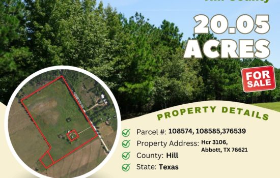 Contract for Sale – 20.05 acres in Hill County, Texas – $239,900